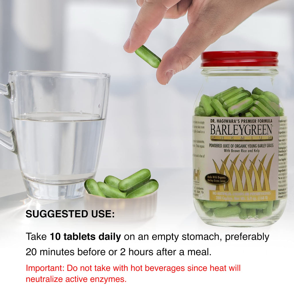 BARLEYGREEN Dr. Hagiwara's Premium Caplets Vegetable Supplement w/Kelp & Brown Rice (280 Tablets)