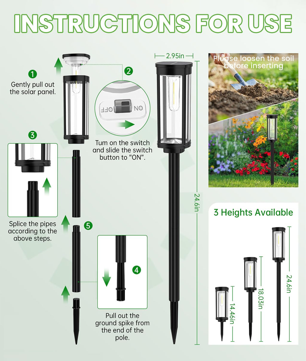 BITPOTT Solar Lights Outdoor, 8 Pack, Warm White, IP65