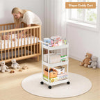 Volnamal Diaper Caddy, 3 Tier Rolling Cart for Baby Essentials, Off-White