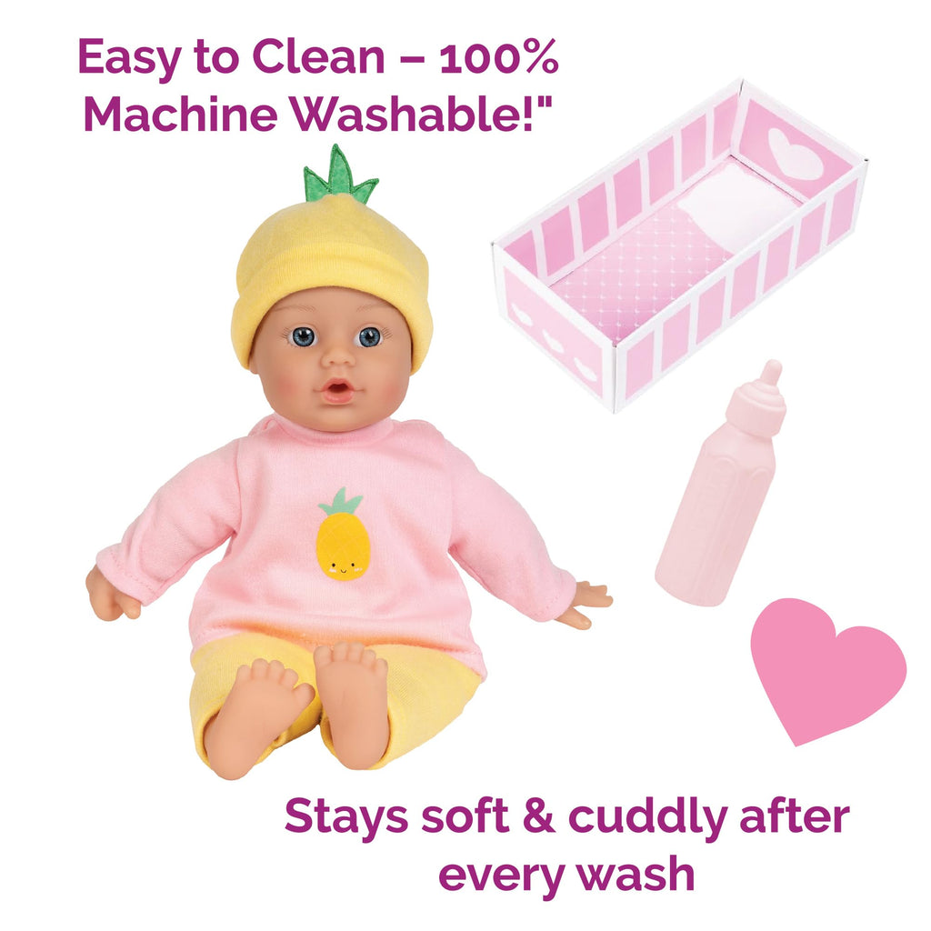 Adora Sweet Baby - 11” Soft & Cuddly Baby Doll, Realistic Features, Gentle Scent, Machine Washable, Lightweight & Easy to Hold | Adorable Playmate (Pineapple)