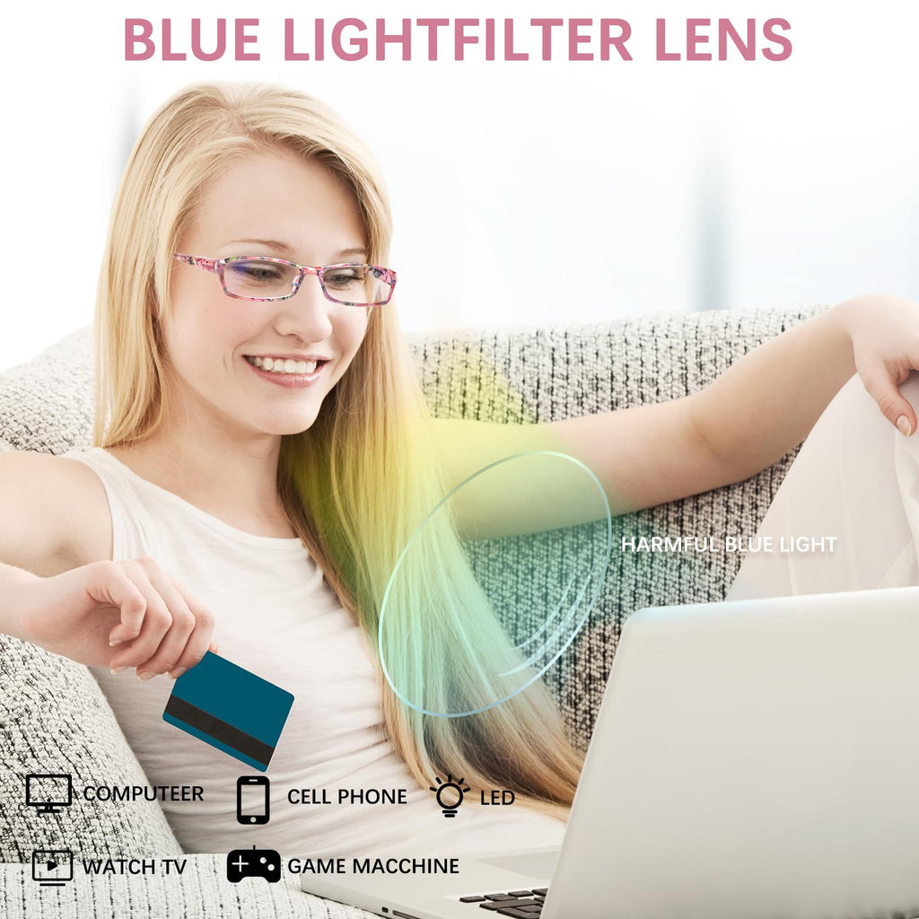 VIDEBLA Computer Reading Glasses Men and Women Anti Eyestrain Blue Light Blocking Glasses for Reading (6 Pack Mix, 2.50, x)