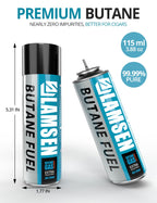Lamsen Butane Refill - 115ml, Butane Fuel for Torch Lighter, Butane Canister for Torch Lighter, Butane Fuel Gas for Cooking, Camping and Welding, 3 Can