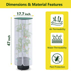 2 Pack 47" Tall Netting for Tomato Cages, Sun Shade Top with Zipper & Drawstring, Pop-Up Mesh Plant Cover (Cage Not Included)