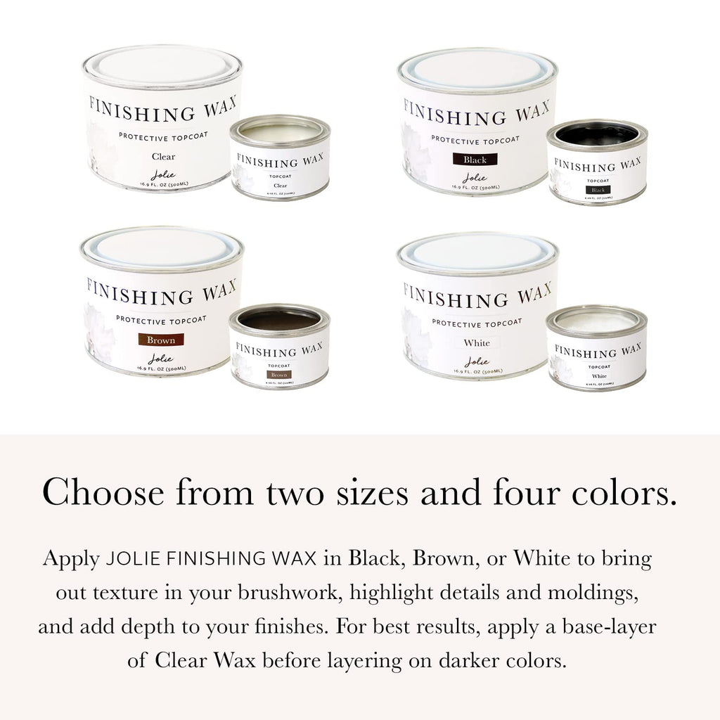 Jolie Finishing Wax - Protective topcoat Paint - Use on interior furniture, cabinets, walls, home decor and accessories - Odor-Free, Non-Hazardous - White - 120 ml