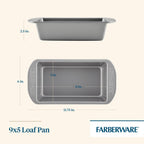 Farberware Nonstick Bakeware 9-Inch x 5-Inch Loaf Pan, Gray