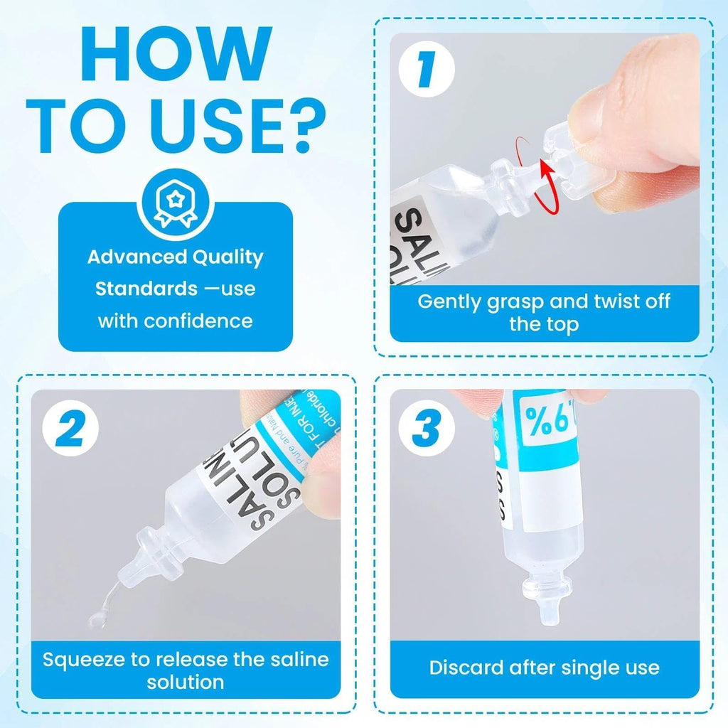 AstrivixDD 60 Pack 0.9% Saline Solution, Sodium Chloride for Cleaning, Normal Solution for All Ages, Total 300ml, 5ml Each