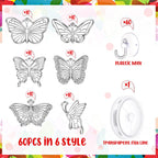 Tioncy 60 Sets Butterfly Suncatchers Kits DIY Window Suncatcher Paint Ornaments Decorations Butterfly Art Suncatchers Crafts Kit for Spring Activities Easter Art Project Party Favors