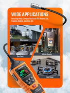 PT520A+ Rechargeable Gas Leak Detector, Natural Gas Detector with 17-inch Probe, Checking Combustible Leaks Like Propane, Methane, Butane for Home, HVAC and RV - Orange