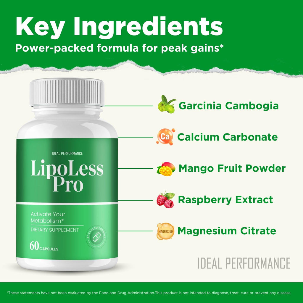IDEAL PERFORMANCE Lipoless Capsules, LipoLess Advance Supplement Pills - Maximum Strength, All Natural Keto Capsule to Sustain Active Lifestyle, Official Lipo Less for Overall Health Reviews (2 Pack)