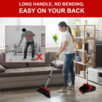 UDUK Broom and Dustpan Set, Large Household Broom with Dustpan Combo Set, 55 Inch Long Handle, Red Dust Pan Combo Set for Home