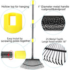 Leaf Rake, 30-61 inch Garden Rakes for Leaves Heavy Duty Long Handle, 25 Tines 18" Wide Metal Thatch Lawn Gravel Shrub Yard Landscape Rake for Leaves and Grass