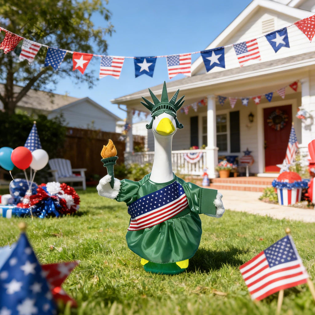 4th of July Porch Goose Outfit Goose Costume for Outdoor Garden Yard Decor
