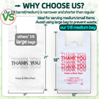 YovhVon Medium Size 1000 Count Plastic Bags with Handles, T-Shirt Bag, Thank You bags, Shopping Bag, Grocery bag, |for Store, Carry, Pack, Retail|, White, 1/8 Barrel, 10"x5"x18"