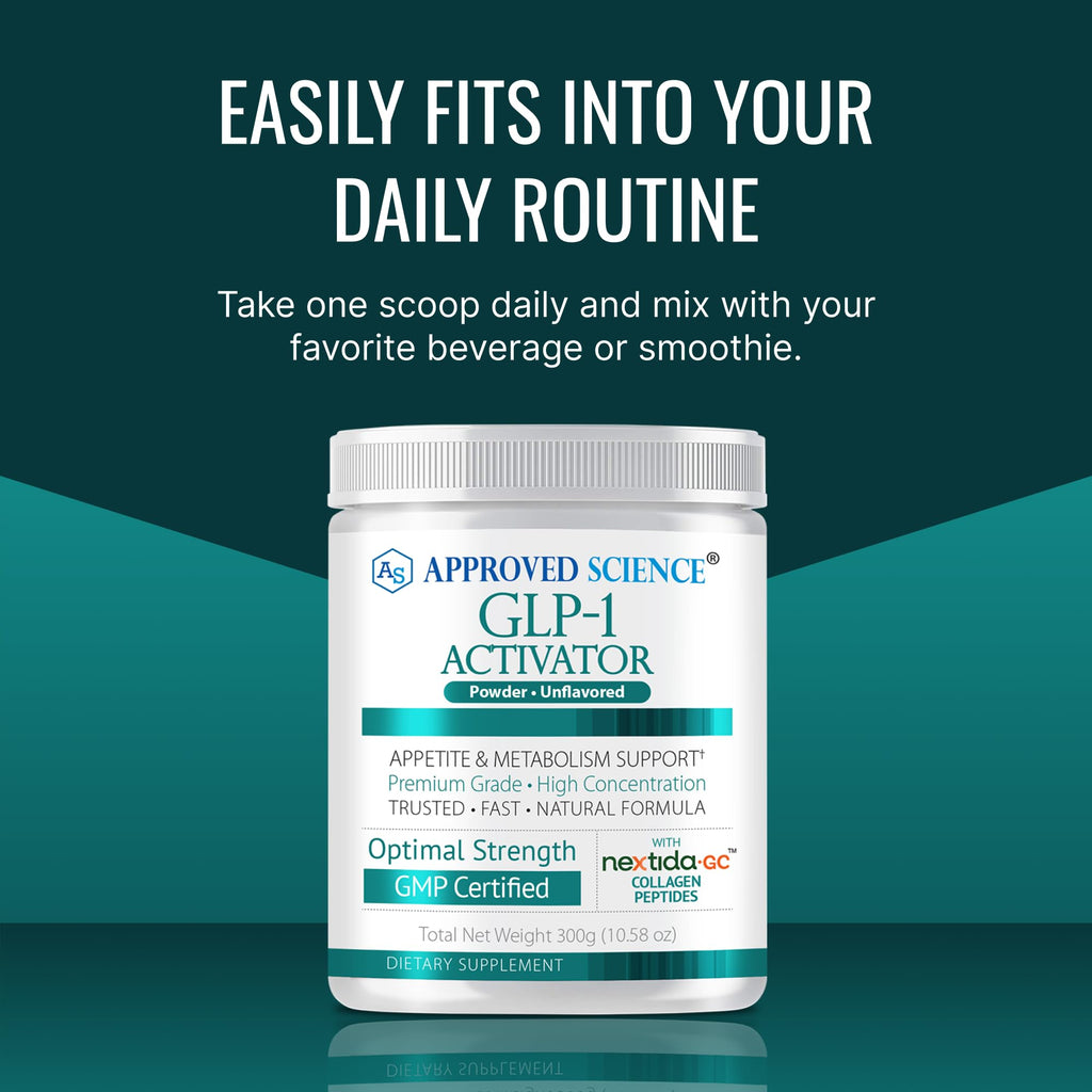 Approved Science GLP-1 Activator - Satiety and Metabolic Support with Nextida GC Collagen Powder - 30 Servings, Unflavored, Non-GMO