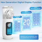 Smart Digital Display Portable Nebulizer for Adults and Kids, Rechargeable with Three Adjustable Mist Levels for Travel and Home Use-0518-NE07B-LUE-A3