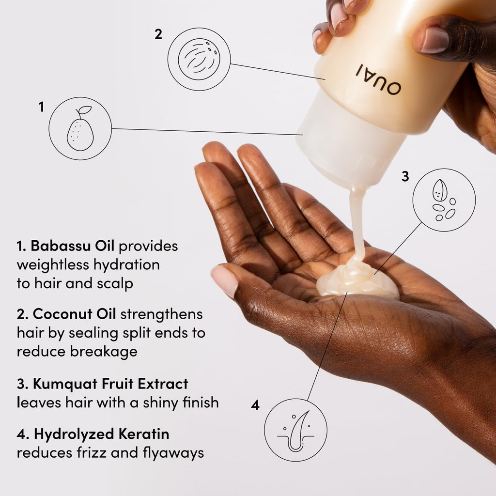 OUAI Medium Hair Shampoo and Conditioner Set - Sulfate-Free Shampoo and Conditioner for Women & Men - Made with Keratin, Shea Butter & Avocado Oil - Free of Parabens & Phthalates (10 Fl Oz)