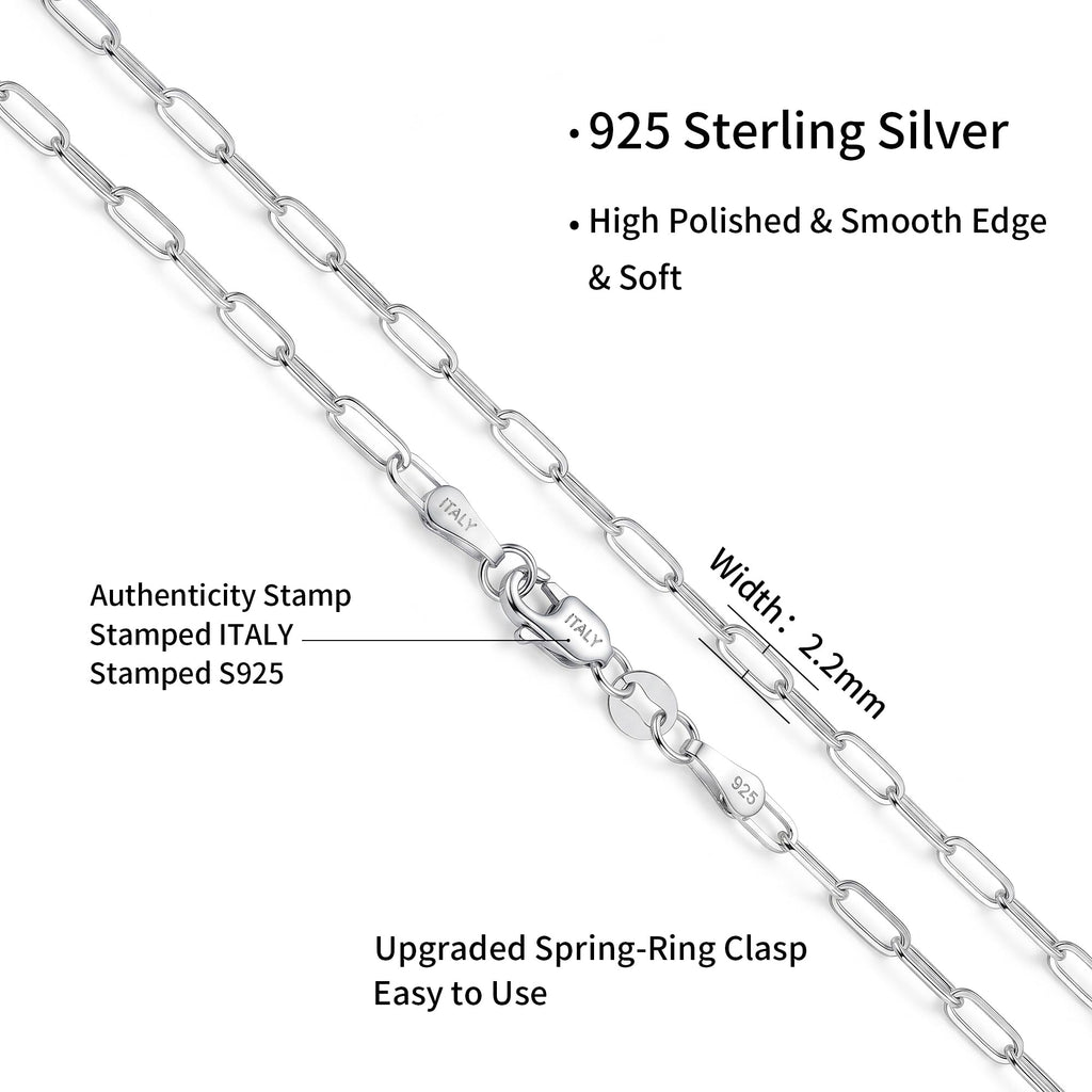 BLThing Silver Bracelets for Women 3mm Sterling Silver Paperclip Bracelet