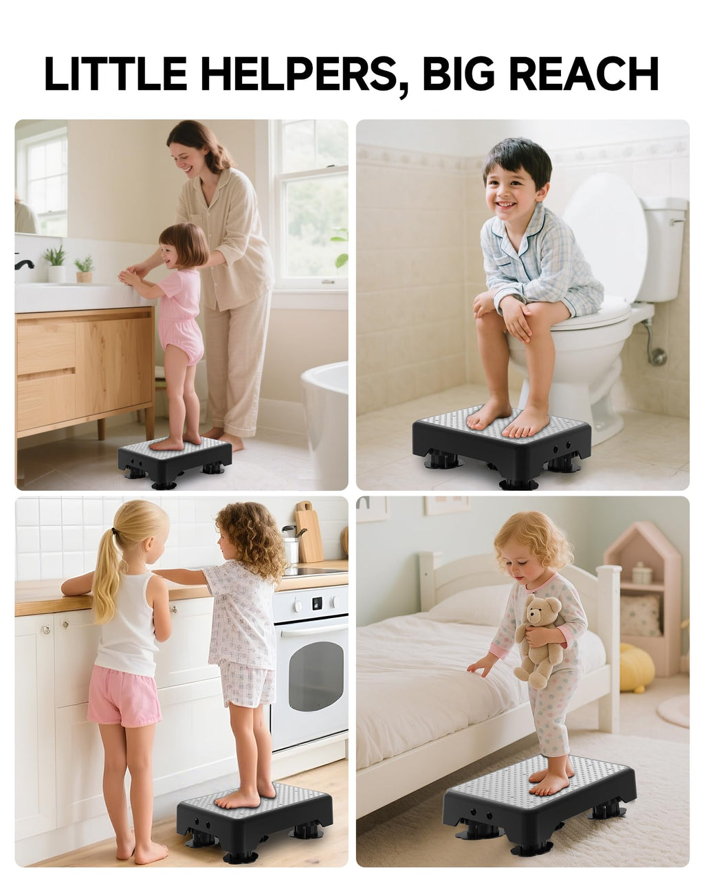 LIFTOZA Adjustable Step Stool for Adults, Noctilucent Bed Step Stools, 600 LBS Capacity Safety Step Platform, Indoor and Outdoor Steps for Seniors, Non-Slip Stepping Stool Elderly Assistance at Night