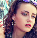 SPUNKYsoul 3 Circle Earrings for Women - Handmade, Lightweight 2-Inch Dangle - Bohemian Earrings - Trendy, Vintage, Unique Jewelry - Ideal for Weddings & Gifting - 3-toned(Gold, Silver, Copper)