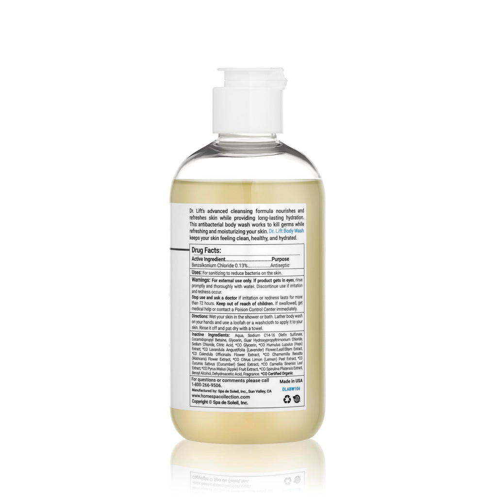 DR. LIFT Antibacterial Body Wash, 8 oz (3-Pack) - Gentle & Effective Shower Gel - Made in America