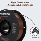 Comgrow PETG 3D Printer Filament 1.75mm, High Precision and Tough 3D Printer Filament 1kg (2.2LBS), Dimensional Accuracy +/- 0.02 mm, Fit Most 3D Printers Coffee