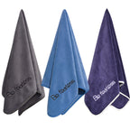 Wuwahold Microfiber Gym Towels Bigger Size Super Soft for Exercise Fitness, Sports, Workout, 380-GSM 15-Inch x 31-Inch Quick-Drying Towels (3 Pack, Grey+Blue+Navy Blue)