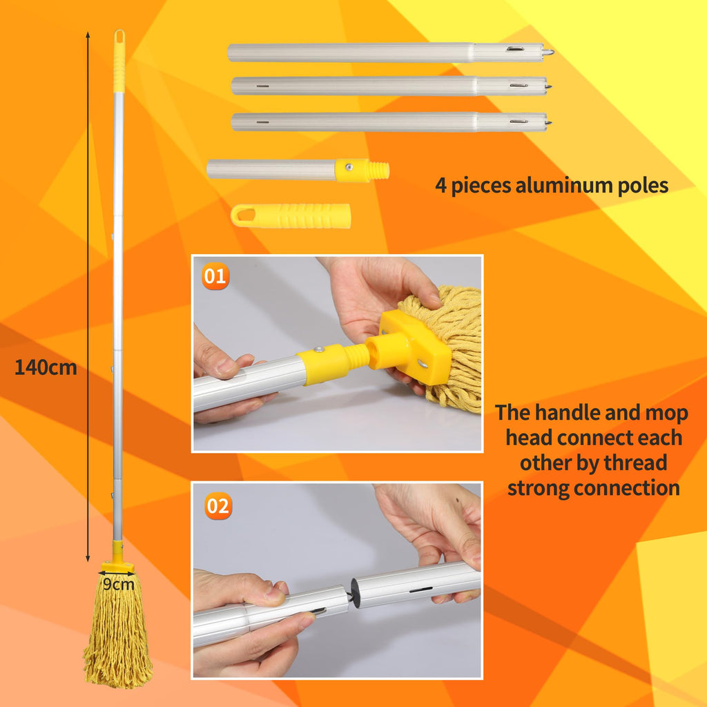 22Qt(5.5 Gallon) Floor Cleaning Mop Bucket with Wringer and Cotton Mop