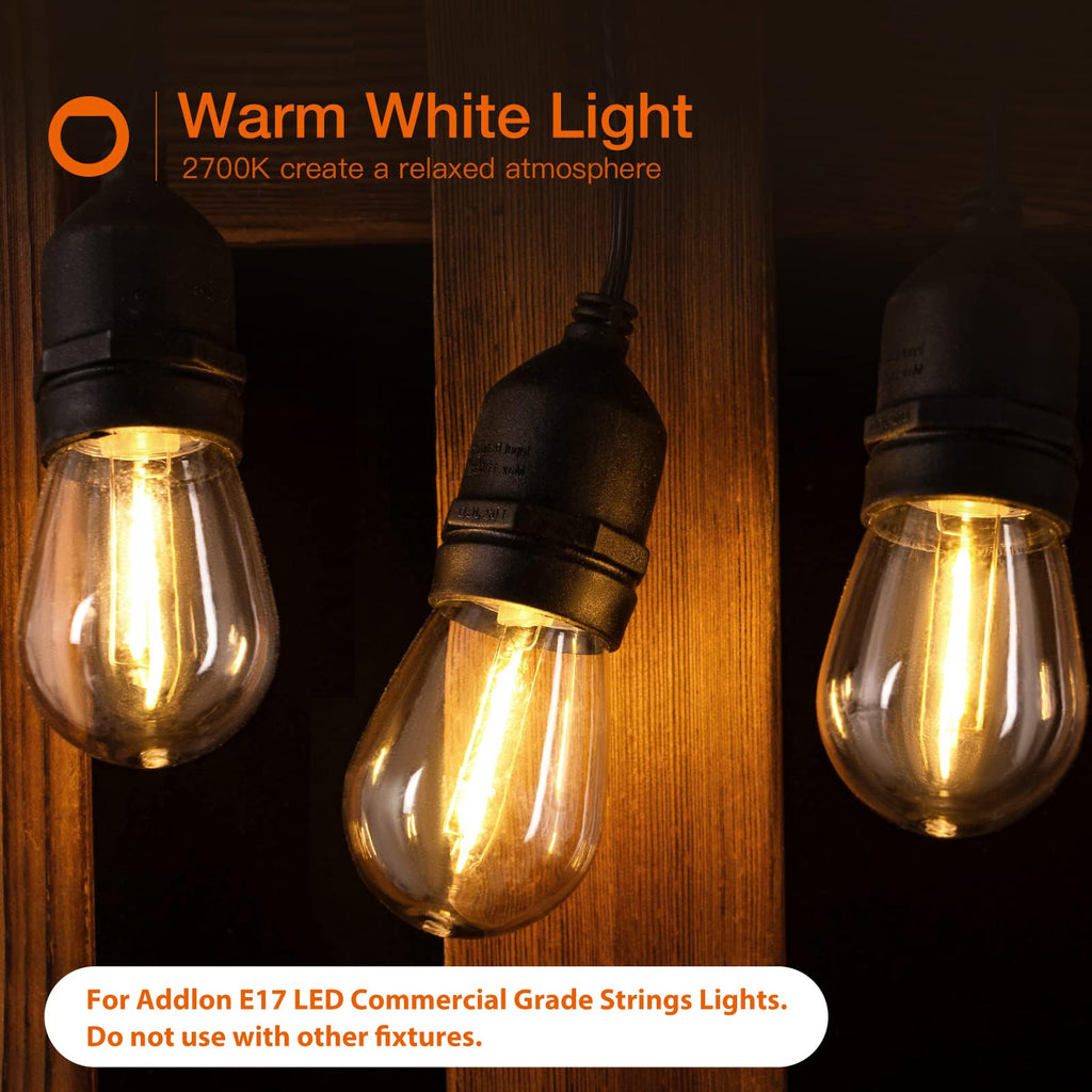 addlon LED Replacement Bulbs 1W S14 4 Pack Waterproof E17 Screw Base for Outdoor LED String Lights Shatterproof