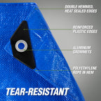 RUGGED RHINO Heavy Duty Waterproof Tarp, 10x20, UV and Tear Resistant Cover with Reinforced Grommets and Corners, Outdoor Multipurpose Tarps for Camping, Patio, Garden, Car & Roof, 5 Mil, 1 Pack, Blue