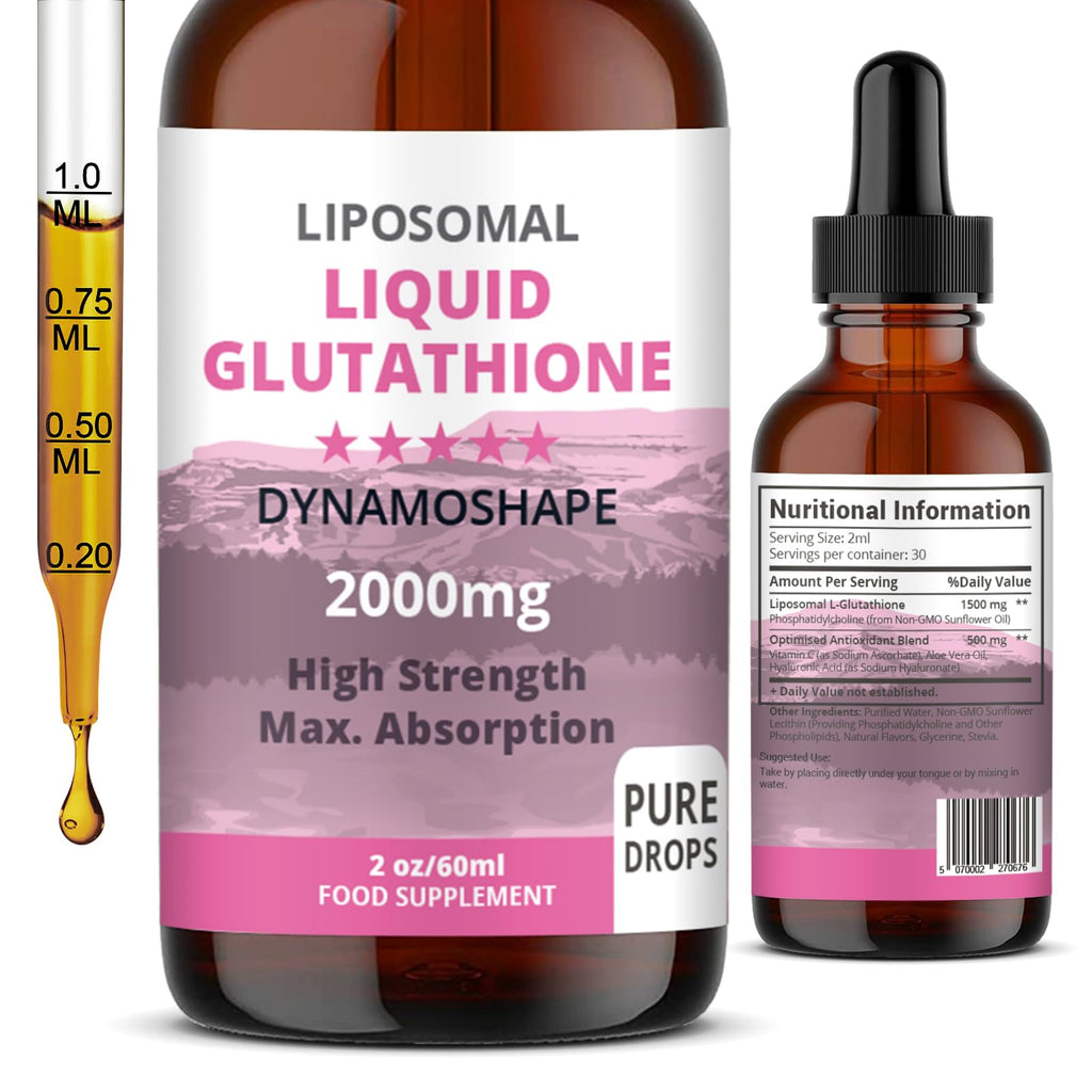 Liposomal Glutathione 2000mg with Vitamin C, Oral Glutathione Liquid, Antioxidant Supplement for Detox, Superior Absorption, Higher Dosage (Pack of 1)