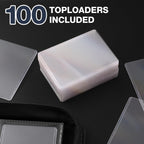 Toploader Binder, Holds 160 Toploaders, 100 Toploaders Included, 4-Pocket PU Cover Top Loader Binder for 3" x 4" Rigid Toploaders, Ringless Double-Sided Toploader Card Binder for TCG, Sport Cards