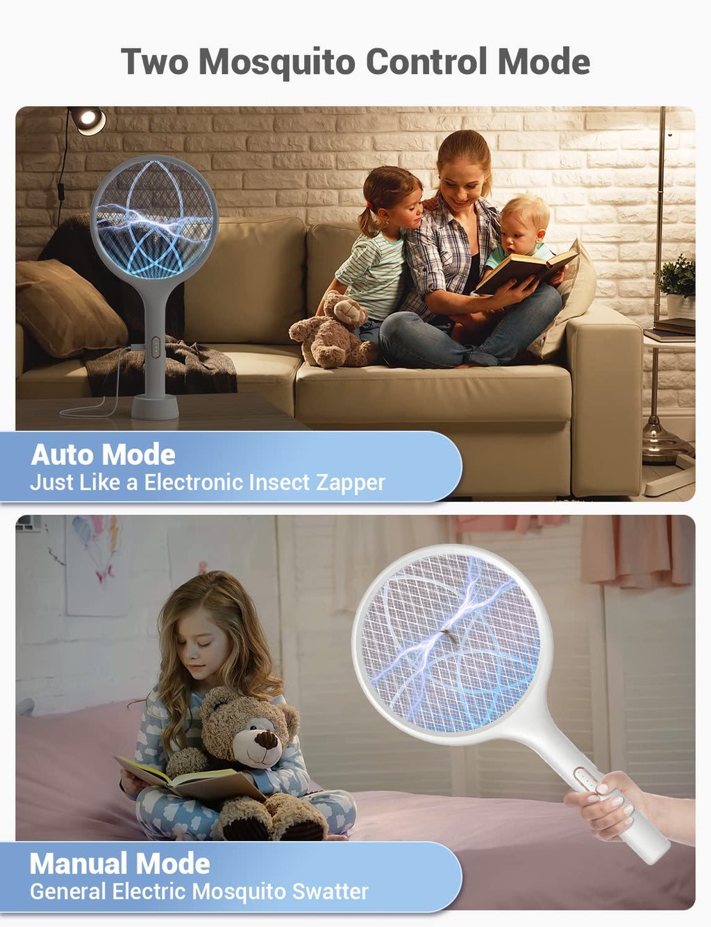 YISSVIC Electric Fly Swatter 4000V Bug Zapper Racket Dual Mode