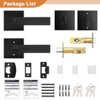 Probrico Flat Black Entry Levers Lock Sets and Single Cylinder Deadbolts Keyed Alike Combination Set, Heavy Duty Square Entry Door Locksets Front Door Bedroom Entrance Handles, 1 Pack(All Same Keys)