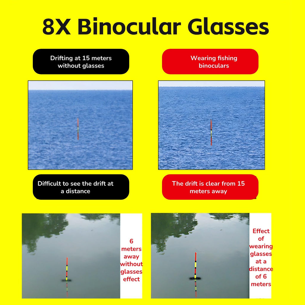 Hands Binocular Glasses, 8X Professional Binocular Glasses for Fishing, Bird Watching, Sports, Concerts, Theater, Portable Telescope Opera Glasses with 2 Polarized Lenses