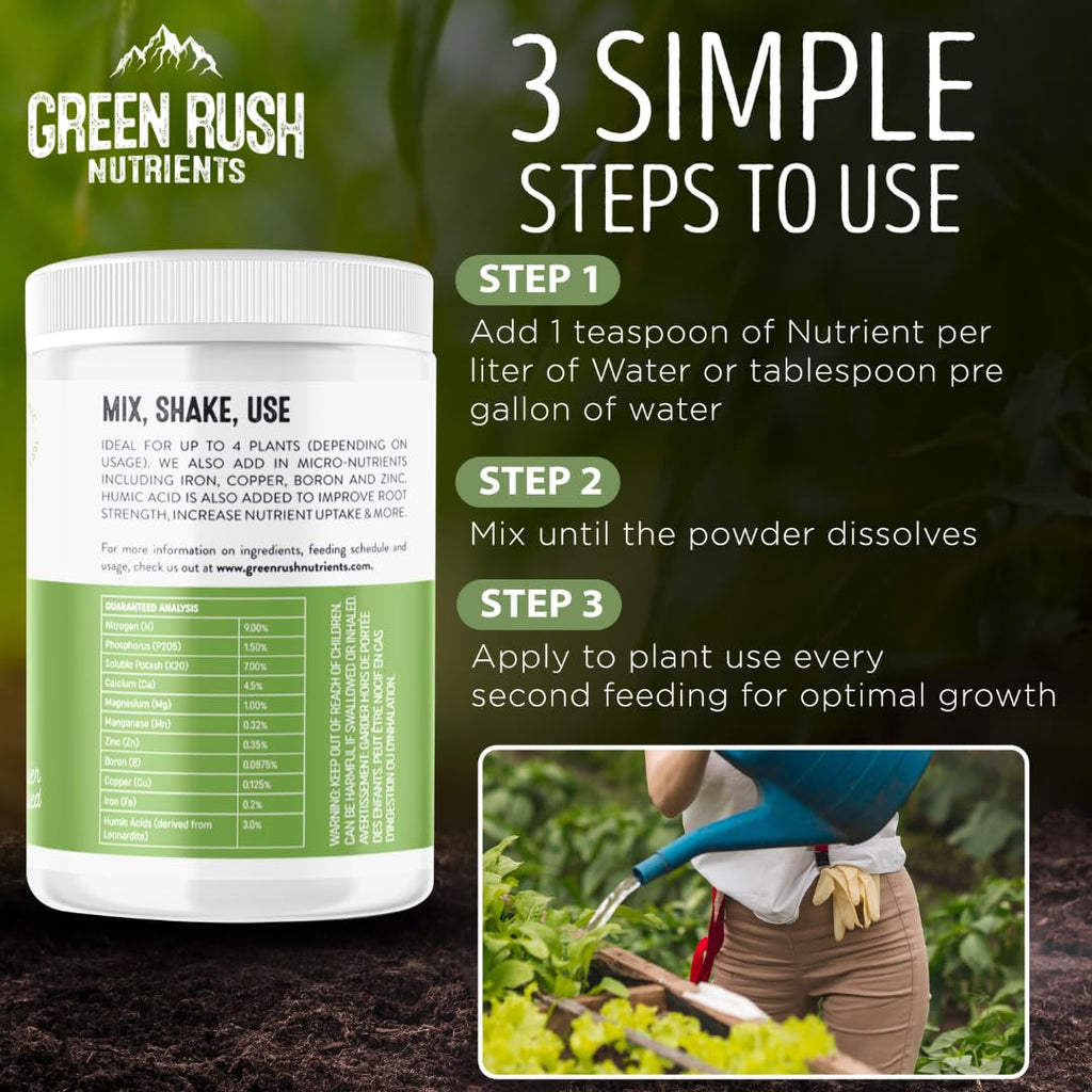 Green Rush Nutrients Organic Veg to Harvest Double Pack – Indoor & Outdoor Fertilizer for Leafy Greens, Vegetables, Herbs & More – Grow & Bloom Combo (500g - 4 Plants)
