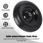 (2-PACK) 4.80/4.00-8" Tire and Wheel - Universal Fit 16" Flat Free Solid Wheelbarrow Tires with 3" Hub and 5/8" Bearings – Extra Adapter kit includes 3/4" Ball Bearings, 1" and 1/2" Nylon Spacers