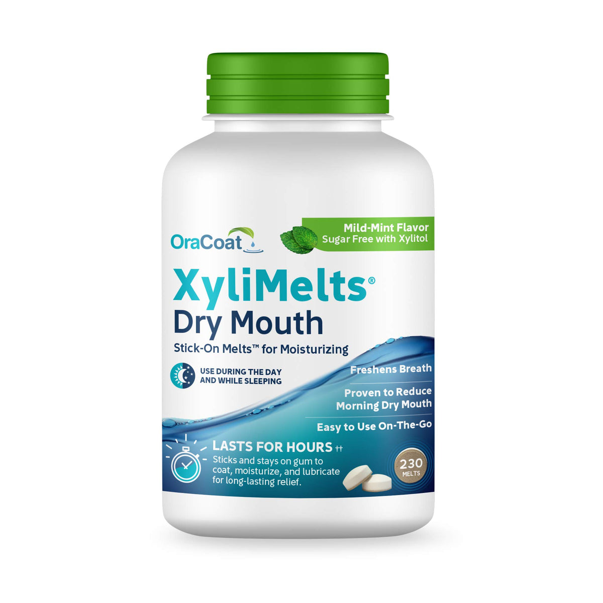Oracoat XyliMelts for Dry Mouth Relief with Xylitol 230 Ct, Mild Mint