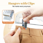 HOUSE DAY 14 Inch Clear Pants Hangers with Clips 12 Pack, Skirt Hangers