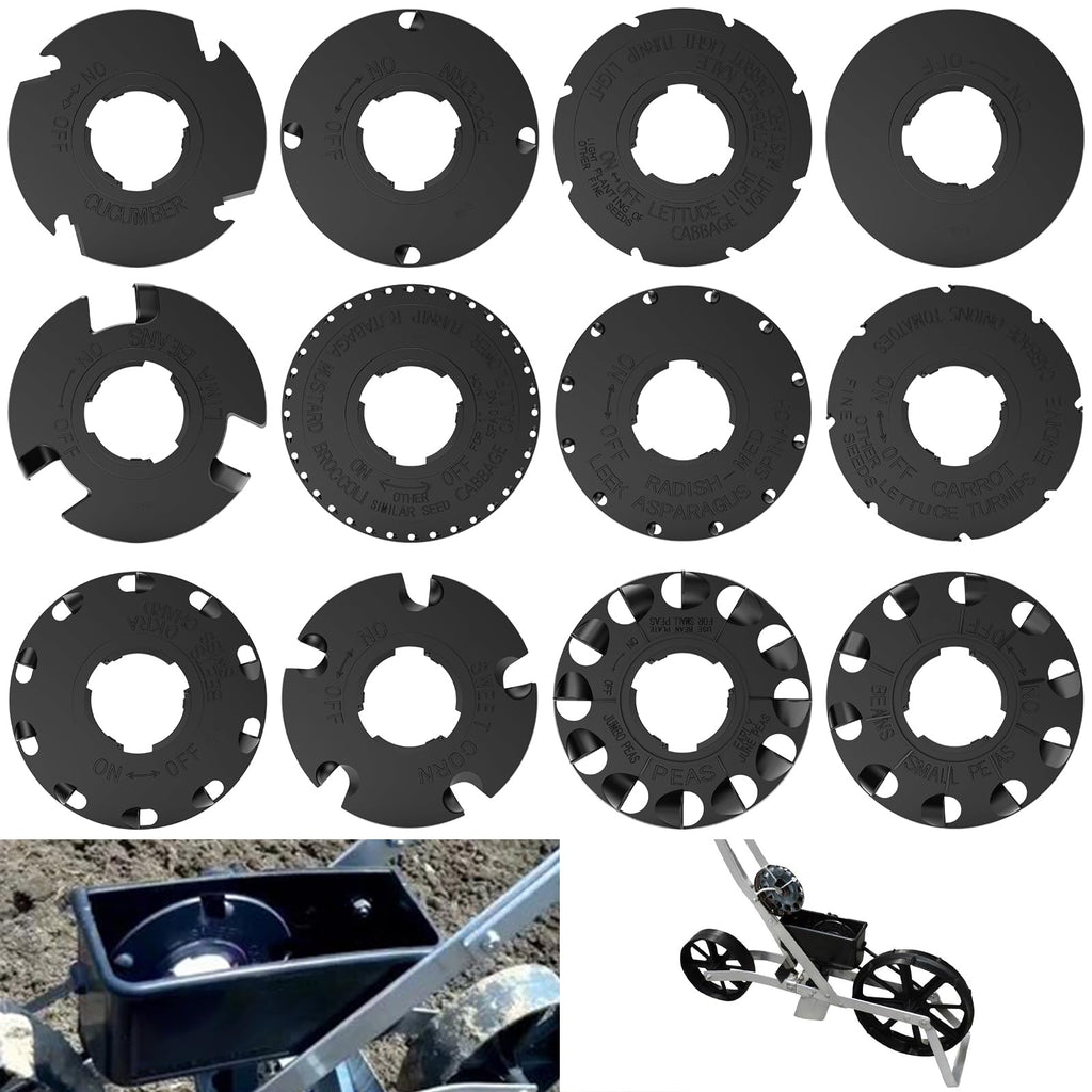 60009 60010 Optional Seed Plate Set for EarthWay 10001 1001-B Garden Seeder, Fits Light Carrot, Popcorn, Cucumber, Lima Bean, Broccoli & Blank Customizable Seed Plate