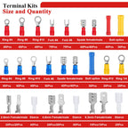 Tnisesm 1100PCS Wire Connector Kit with Crimping Tool, Copper Insulated Electrical Wire Terminals - Ring, Butt, Spade, Fork, Assorted Crimp Connectors in Reusable Carrying Case