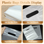 COSGOOLK 100 Pcs Plastic Bags With Handles 12"x15", Clear Gift Bags Shopping Merchandise bags for Small Business Retail Stores