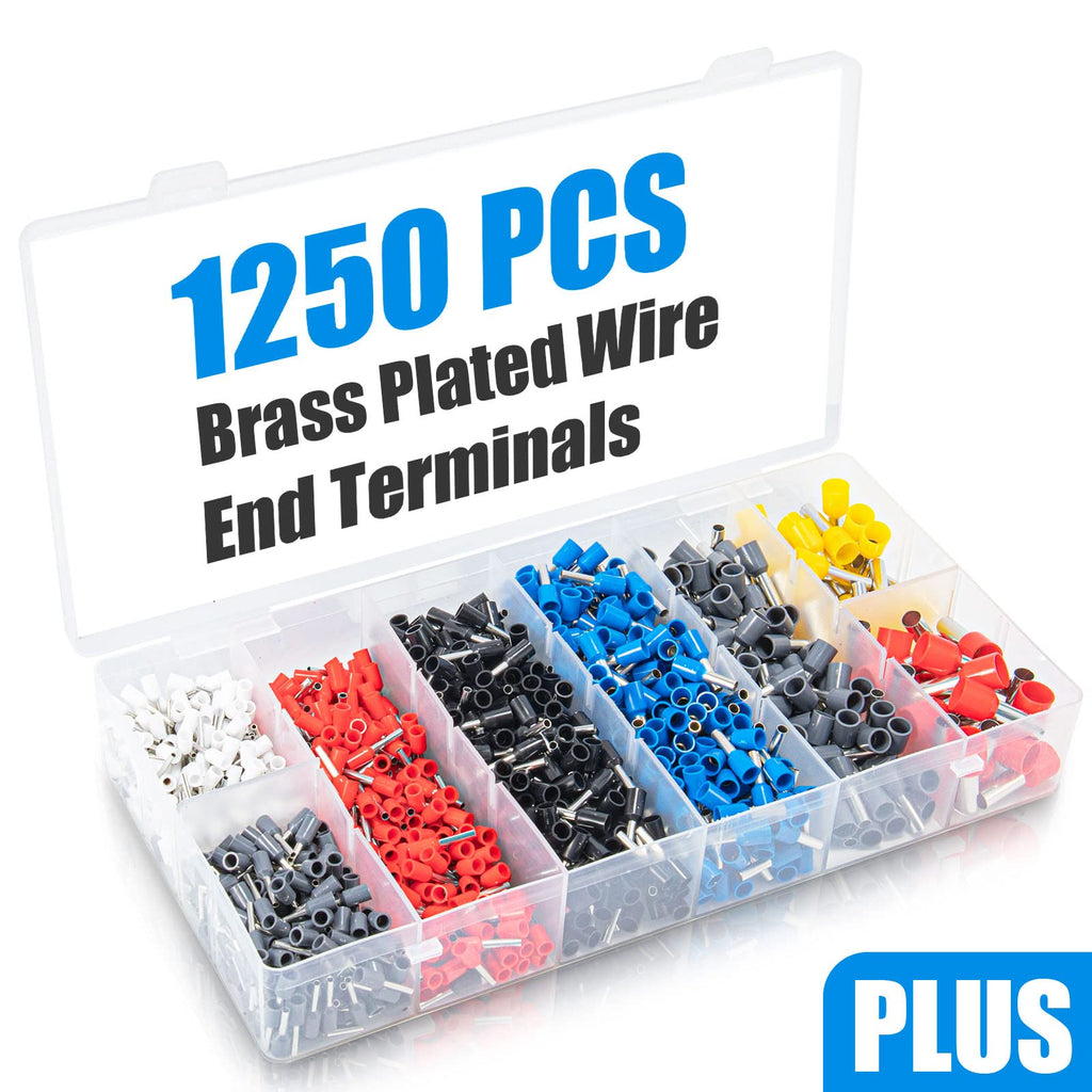 Ferrule Crimping Tool Kit, LUNEY Crimper Plier with 1250PCS Wire Ferrules Kit Wire End Terminals, Self-adjustable Ratchet Tool Set for AWG 23-7 Cable connectors, 0.25-10mm²