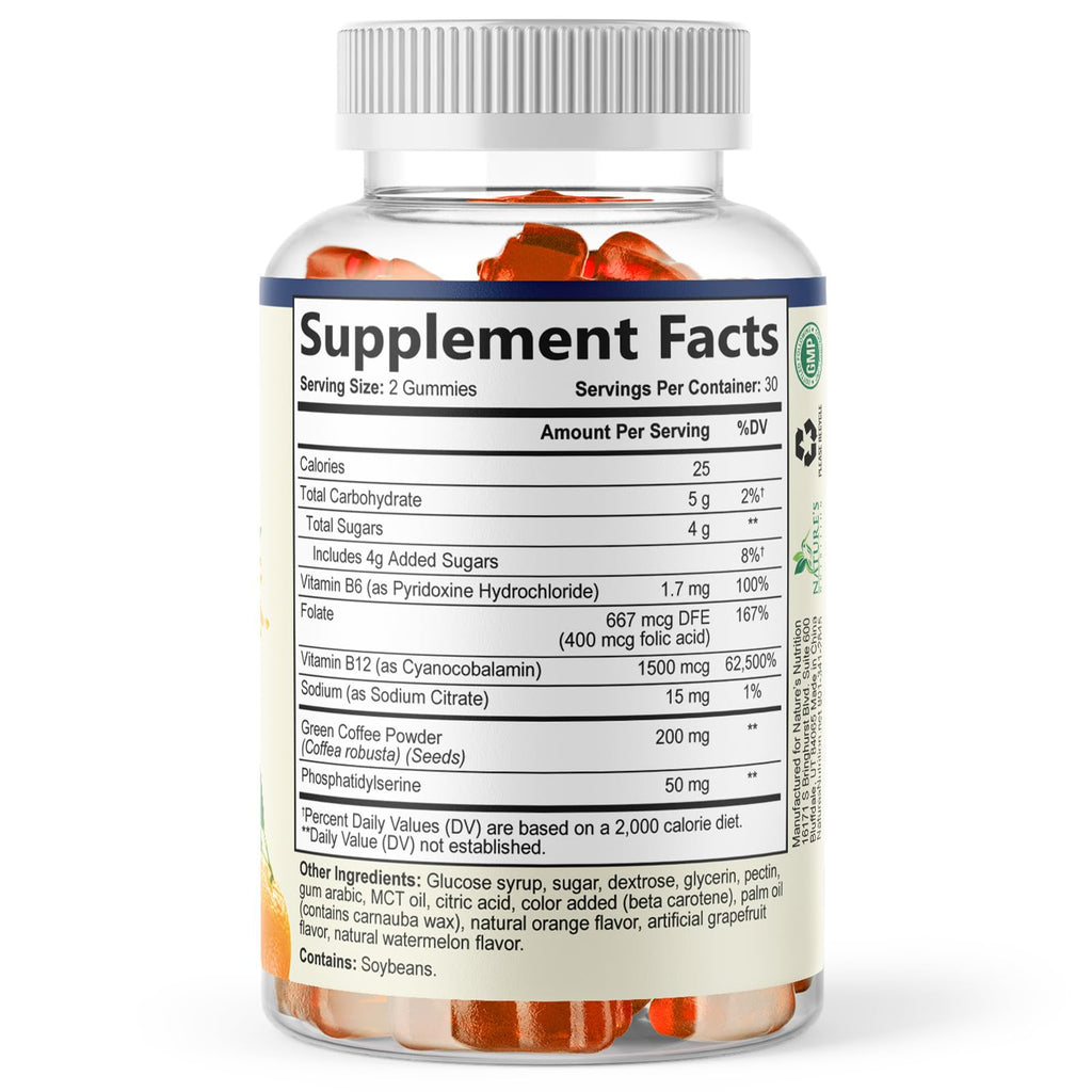 Brain Supplements Gummies - 3X Strength Brain Gummy Vitamin Plus Nootropics For Memory, Focus, Concentration - Phosphatidylserine, B6, B12 & Nootropic, Clarity Support Supplement - 60 Gummies