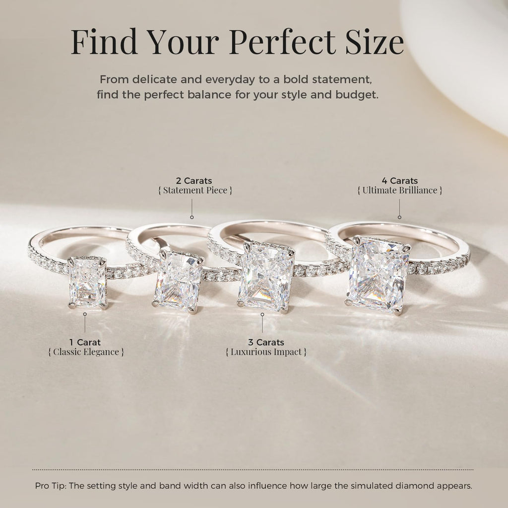 EAMTI 925 Sterling Silver Engagement Rings for Women Radiant CutSize 9