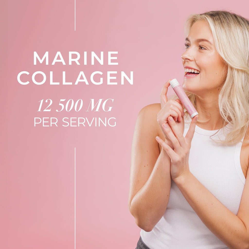 Swedish Collagen Deluxe | 12,500 mg Hydrolysed Marine Collagen Liquid Supplement - 30 x 25 ml Daily Shots | Hyaluronic Acid, Biotin and Vitamin C for Healthy Hair, Skin, Nails and Joints | Sugar-Free
