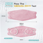 LEMENT KN95 Face Masks - 50 Pack Breathable Comfortable Disposable Masks For Adult, Filter Efficiency≥95%, Elastic Ear Loops, Pink