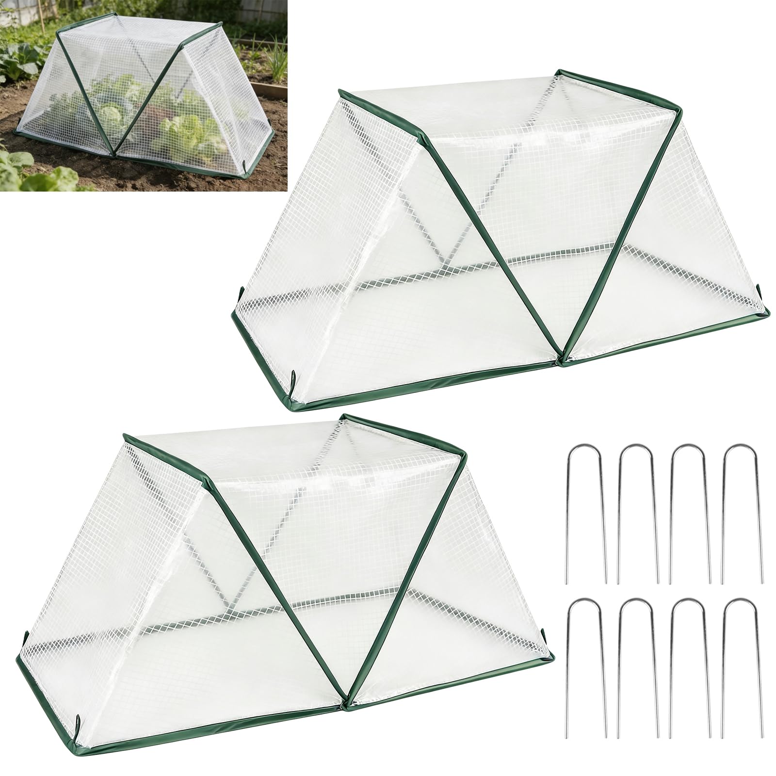 2 Pcs Foldable Garden Row Accelerator Plants Cover-31.9" x 12.2" x 14.1"