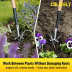 Colwelt Manual Rotary Cultivator, Single-Tine Aluminum Cultivators for Gardening, Garden Hand Tiller Manual with Ergo Wooden t-Handle, Hand Held Cultivator Tool For Flower Beds Cultivate, Aerate, Weed