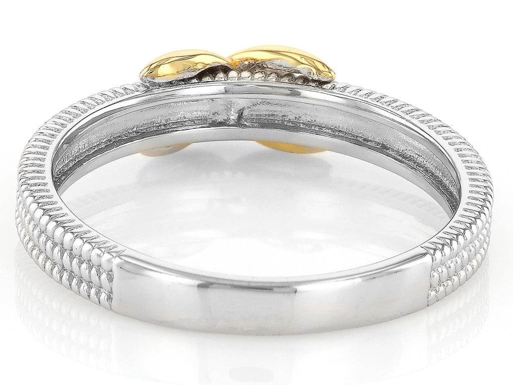 JTV Sterling Silver & 18k Yellow Gold Over Sterling Silver 5mm Polished & Textured Infinity Ring