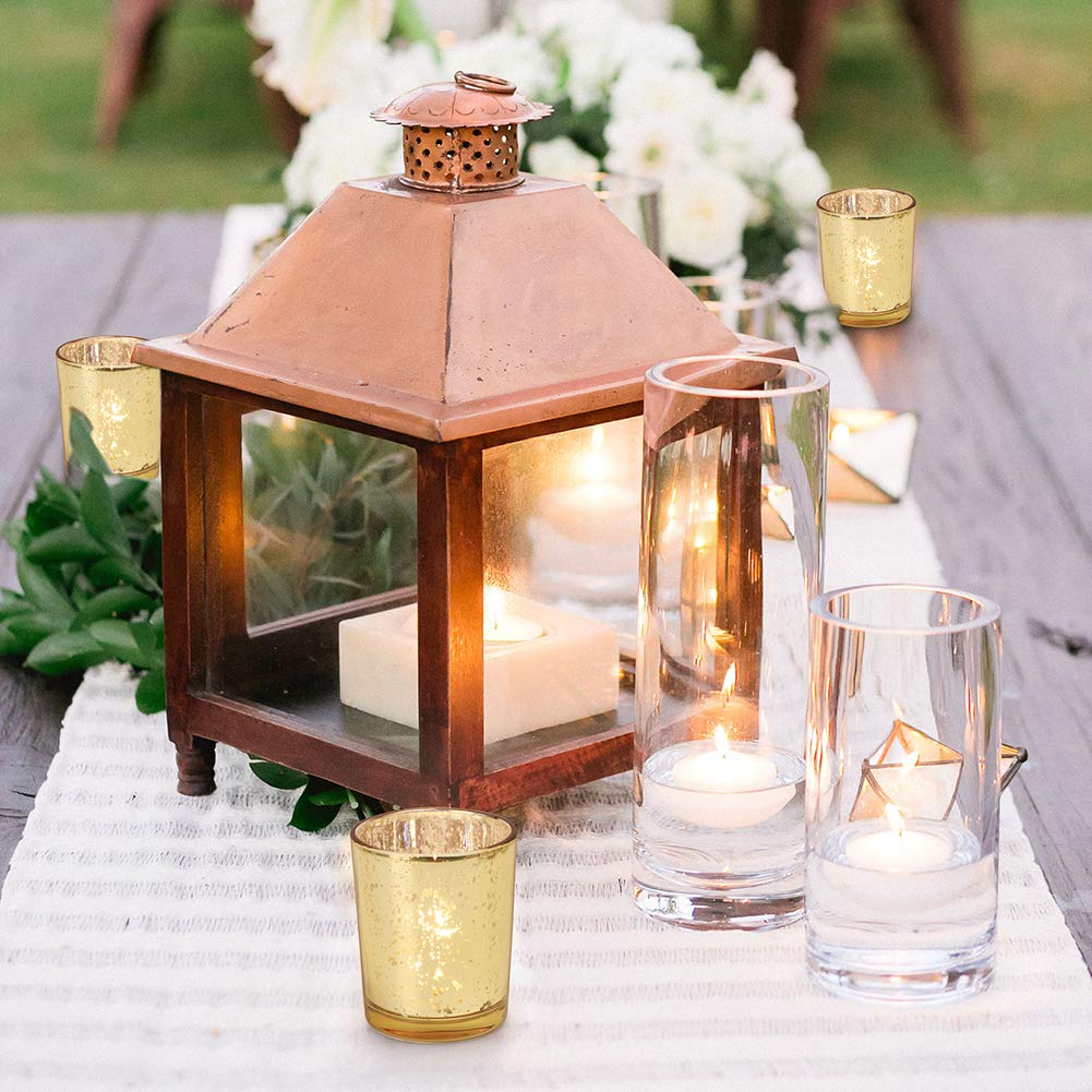 DARJEN 24 Pcs Gold Tea Lights Candles Holders for Wedding Centerpieces